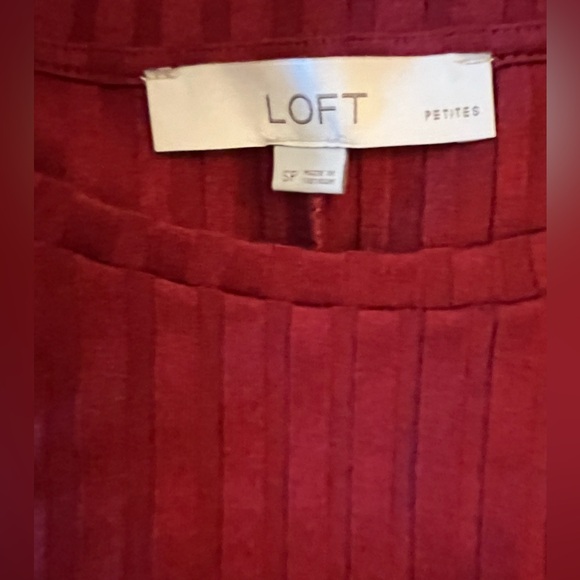 FINAL SALE $$ NWOT Loft Women's Long Sleeve Dress Small Petite Ribbed Burgundy - Picture 5 of 7